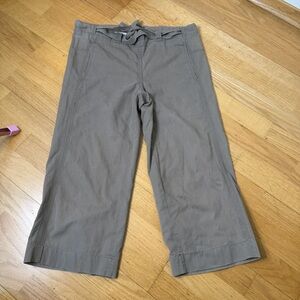 Reiss Crop Capri Belted Chino Pants Taupe 8 GUC Made in Italy Luxury Resort Y2K